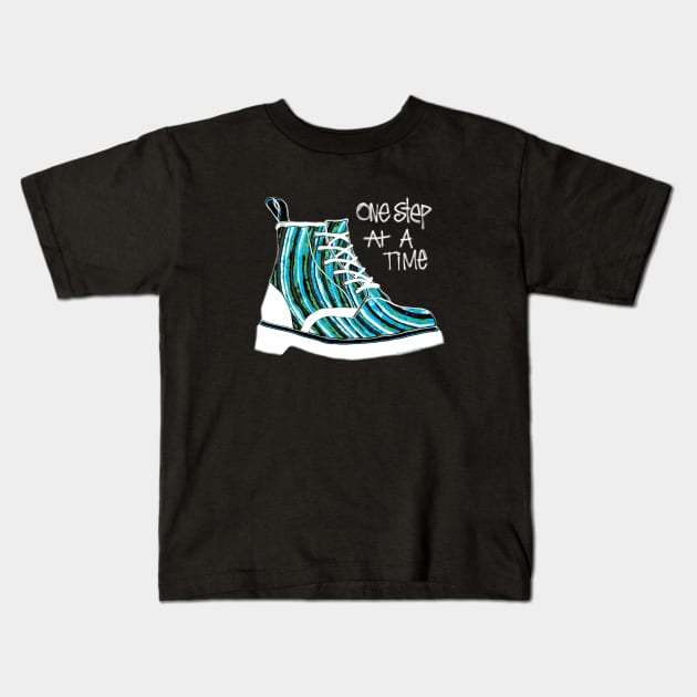 One Step At A Time Blue Kids T-Shirt by ROLLIE MC SCROLLIE